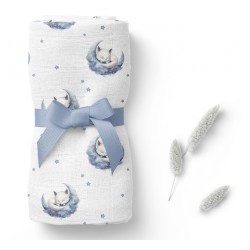 BOCIOLAND Pieluszka bambusowa 110x110 ŚPIĄCE LISKI