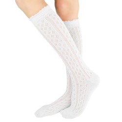 NOVITI Ażurowe podkolanówki bawełniane 19/22 białe