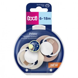 Smoczek silikonowy dynamiczny LOVI PRIME 2szt.6-18 blush/glow