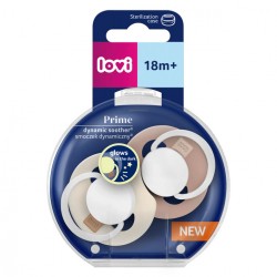 Smoczek silikonowy dynamiczny LOVI PRIME 2szt.18m+ blush/glow