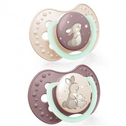 LOVI Smoczek silikonowy dynamiczny 0-6m 2 szt Night&Day Girl
