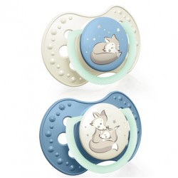 LOVI Smoczek silikonowy dynamiczny 0-6m 2 szt Night&Day Boy