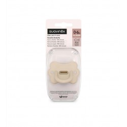 SUAVINEX Smoczek 100 % silikonowy fizjologiczny SX Pro Motylek 0-6m beżowy Colour Essence