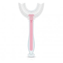 BOCIOLAND Silikonowa szczoteczka w kształcie U różowa