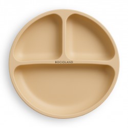 BOCIOLAND Talerzyk silikonowy z podziałką i przyssawkami beżowy