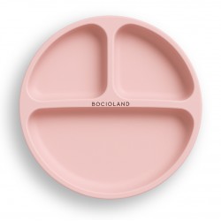 BOCIOLAND Talerzyk silikonowy z podziałką i przyssawkami różowy