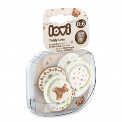 LOVI Smoczek silikonowy dynamiczny 0-6m 2 szt. Teddy Love
