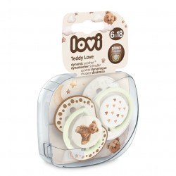 LOVI Smoczek silikonowy dynamiczny 6-18m 2 szt. Teddy Love