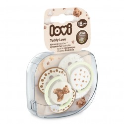 LOVI Smoczek silikonowy dynamiczny 18m+ 2 szt. Teddy Love