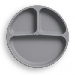 BOCIOLAND Talerzyk silikonowy z podziałką i przyssawkami ciemny szary