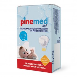 PINEMED Pieluszka dziecięca z woreczkiem do pobierania moczu, 11 kg+, 1 szt.