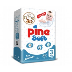 PINE SOFT 3D Pieluchy dla dzieci MIDI 3 (4-9 kg), 42szt.