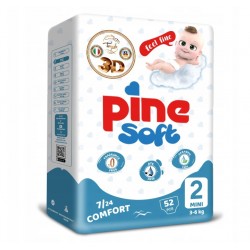PINE SOFT 3D Pieluchy dla dzieci MINI 2 (3-6 kg), 52 szt.