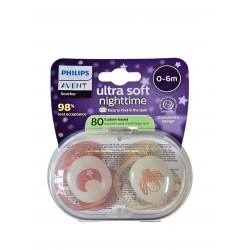 PHILIPS AVENT Smoczek Uspokajający 0-6m Ultra Soft night 094/02