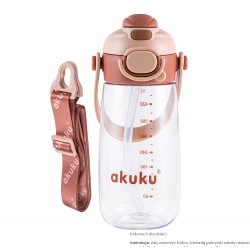 AKUKU Bidon na wodę szkolny ze słomką MOCHA 480 ml