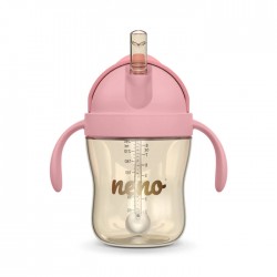 NENO Bidon ze słomką i odważnikiem BEBESITO pink 240ml