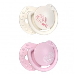 LOVI Smoczek silikonowy dynamiczny CLASSY 0-2m Petite Rose 2sztuki