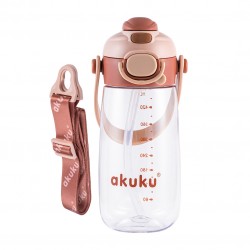 AKUKU Bidon na wodę szkolny ze słomką MOCHA 480 ml
