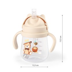 BABYONO Kubek niekapek z obciążoną słomką beżowy